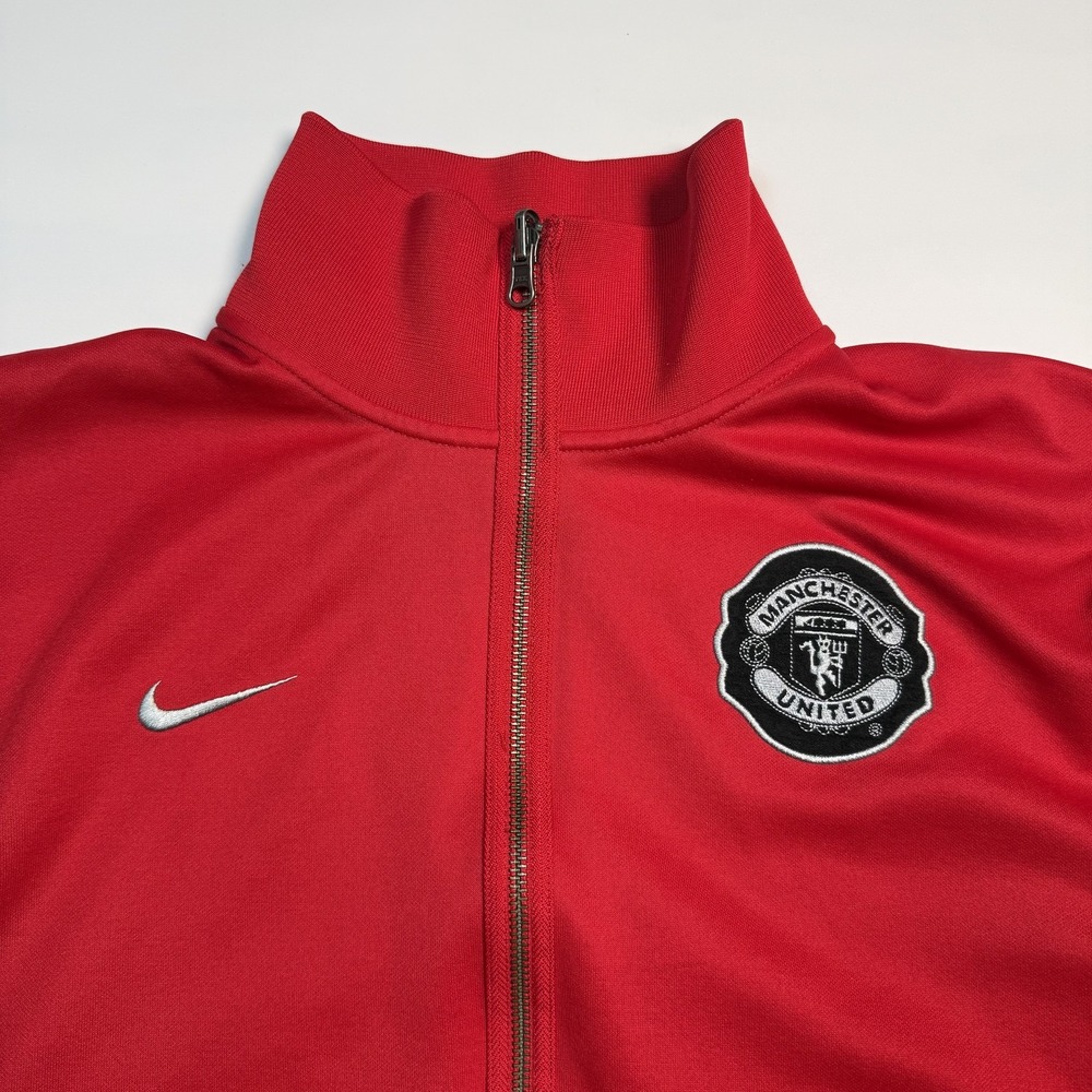 Manchester United Jacket Mens Large Red Soccer Nike Full Zip Track Top Warm Up